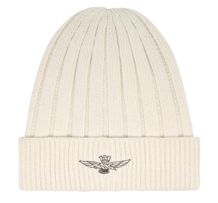 AERONAUTICA MILITARE BERRETTO IN COTONE CON AQUILA RICAMATA OFF WHITE