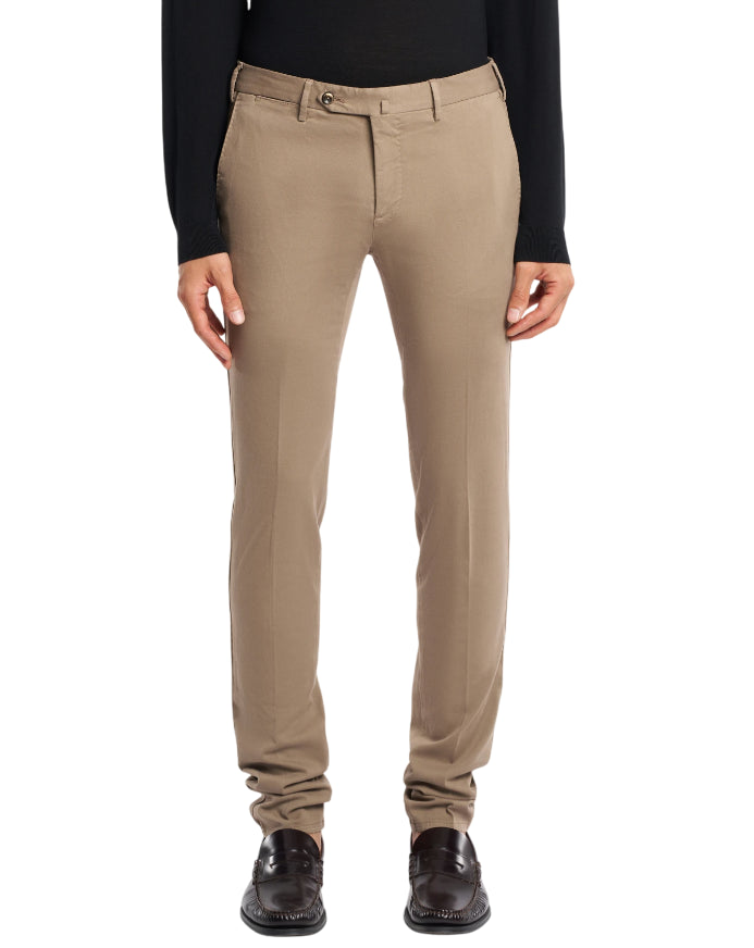 PT01 PANTALONI SUPERSLIM IN GABARDINA STRETCH COLORE TORTORA