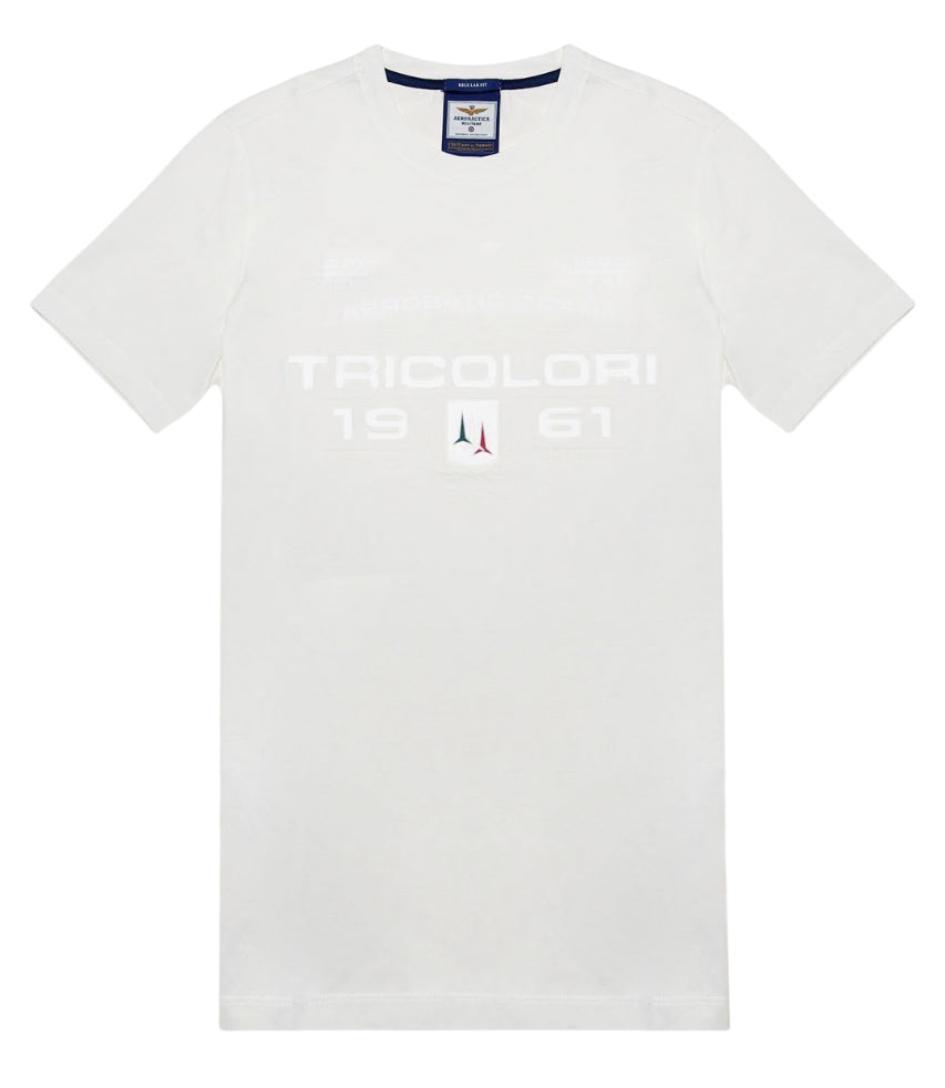 AERONAUTICA MILITARE T-SHIRT STAMPATA FRECCE TRICOLORI BIANCO OTTICO