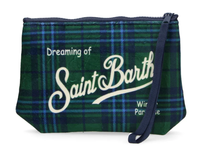 MC2 SAINT BARTH POCHETTE ALINE TARTAN STRAND BLU E VERDE