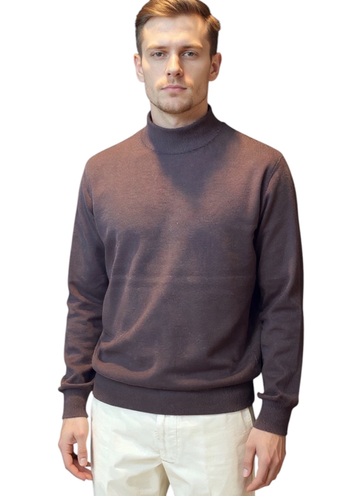 MARK MIDOR MAGLIA A LUPETTO IN LANA MERINO EXTRAFINE MORO