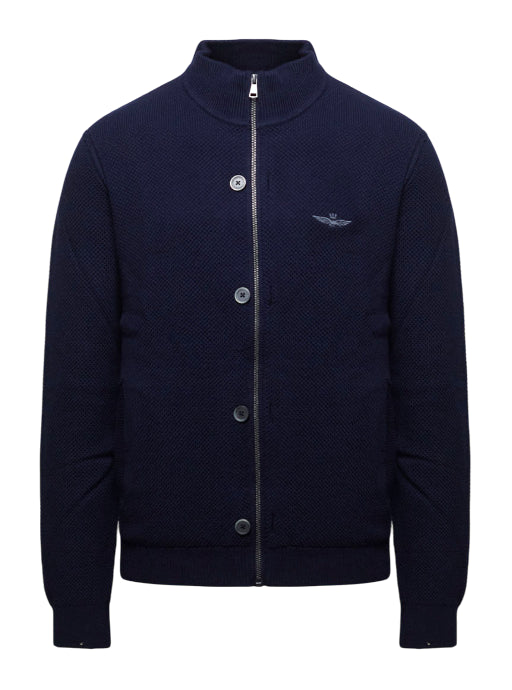 AERONAUTICA MILITARE MAGLIA PUNTO RISO CON DOPPIA CHIUSURA BLU NAVY