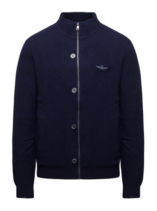 AERONAUTICA MILITARE MAGLIA PUNTO RISO CON DOPPIA CHIUSURA BLU NAVY