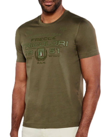 AERONAUTICA MILITARE T-SHIRT STAMPATA FRECCE TRICOLORI MILITARY OLIVE