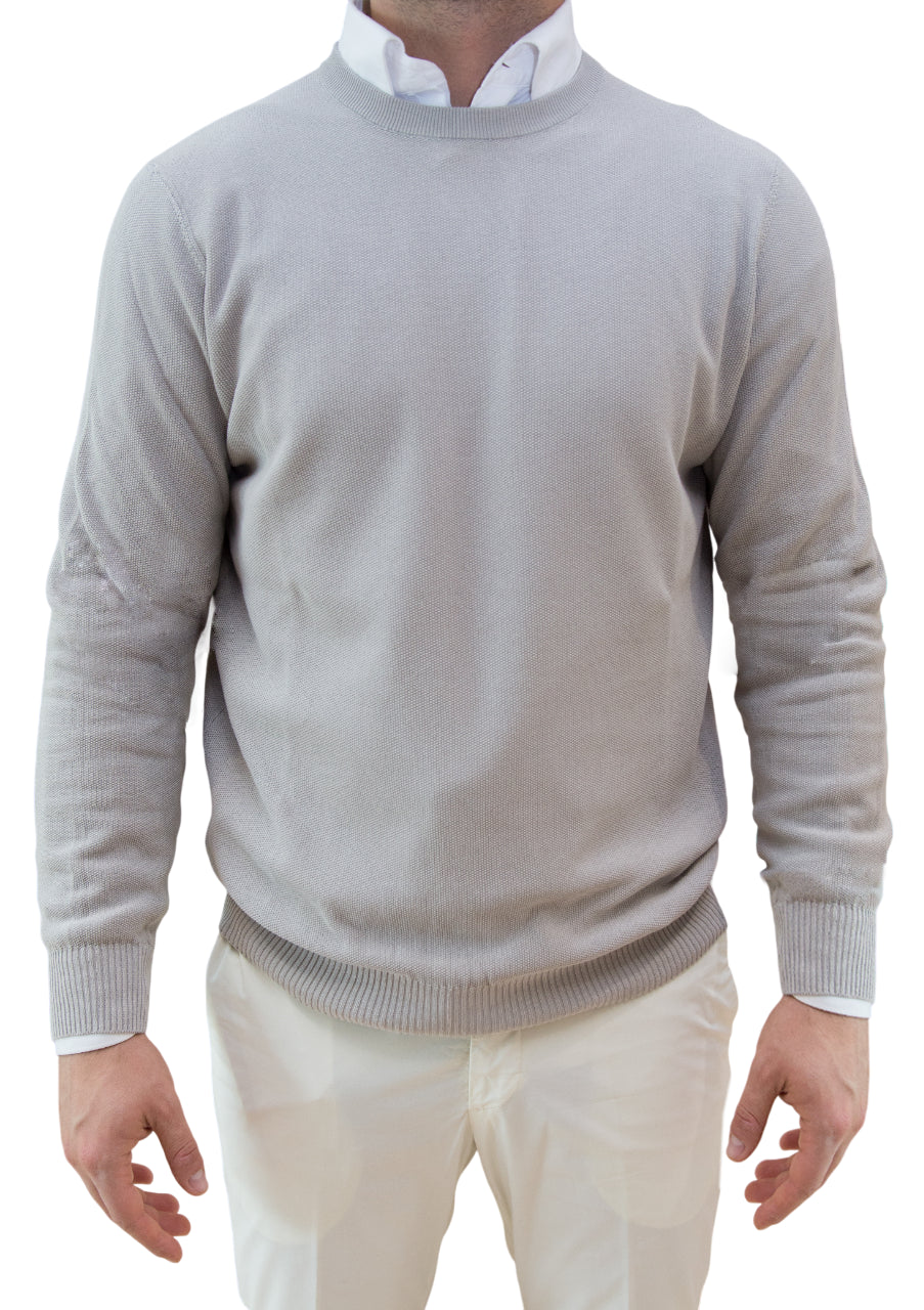 FILIPPO DE LARENTIIS MAGLIA GIROCOLLO IN CREPE COTTON NEBBIA