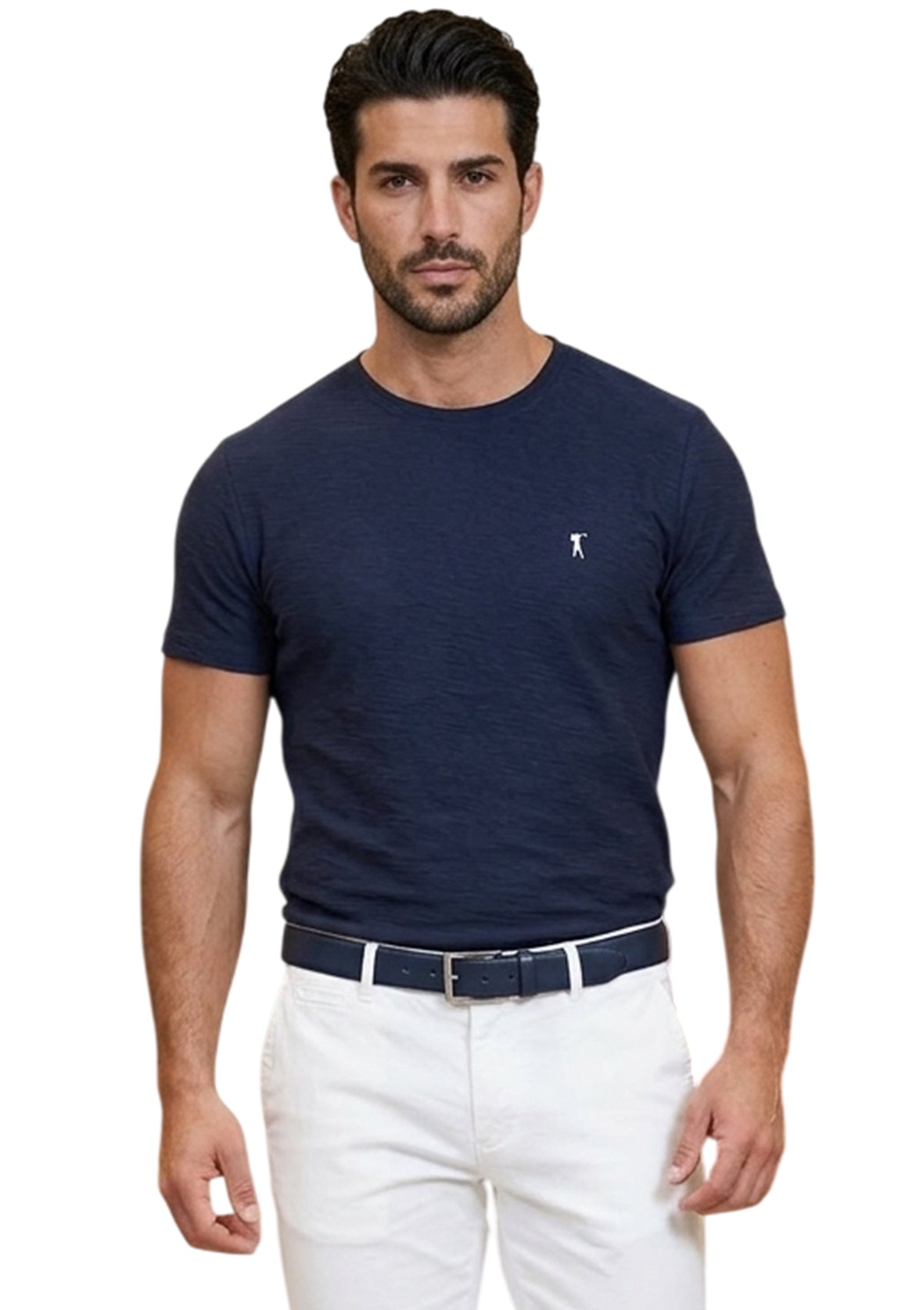 MARK MIDOR T-SHIRT IN COTONE FIAMMATO COLORE BLU