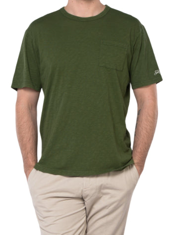 MC2 SAINT BARTH T-SHIRT DA UOMO PRESIDENT IN COTONE FIAMMATO COLORE MILITARY