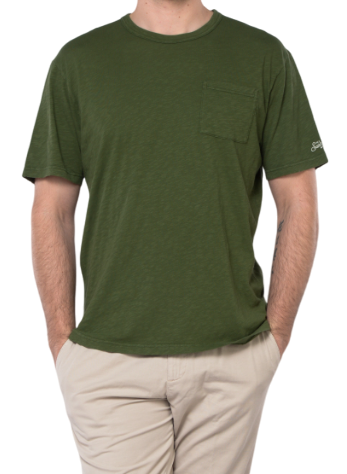 MC2 SAINT BARTH T-SHIRT DA UOMO PRESIDENT IN COTONE FIAMMATO COLORE MILITARY