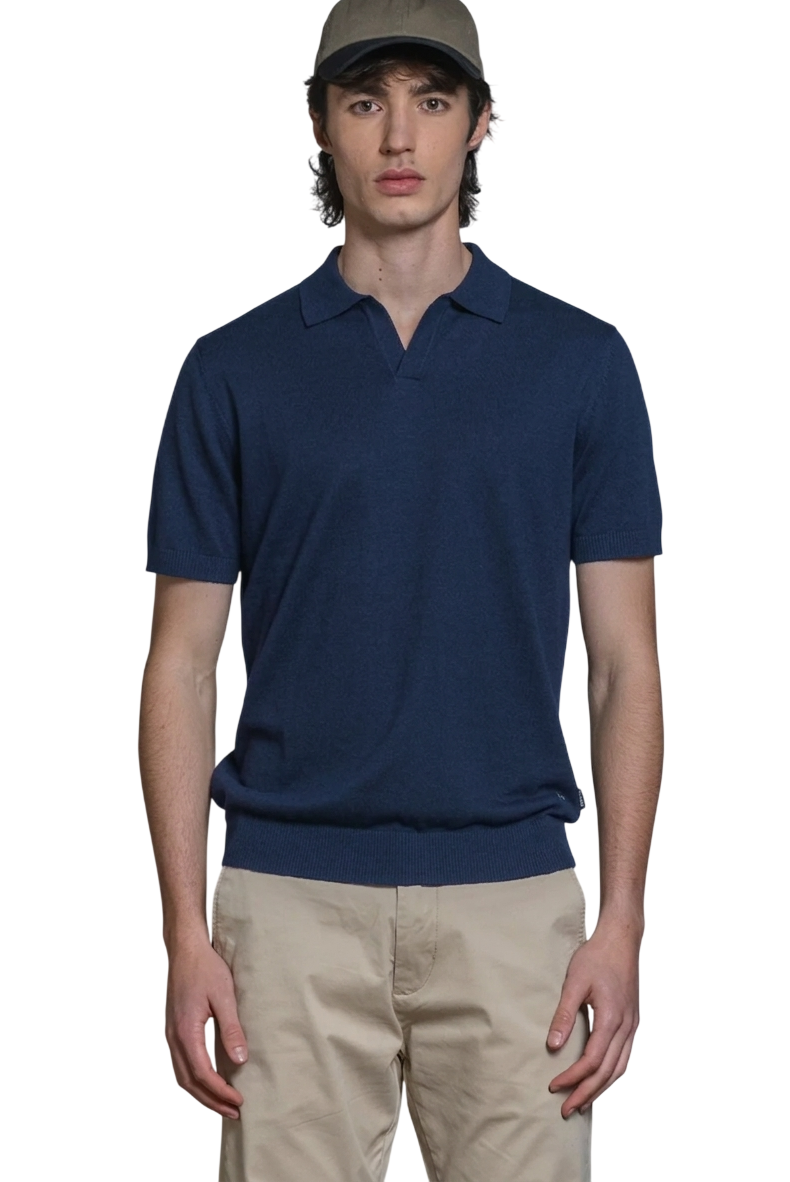 IMPURE POLO SKIPPER CLARK SWEATER IN COTTON CREPE BLU