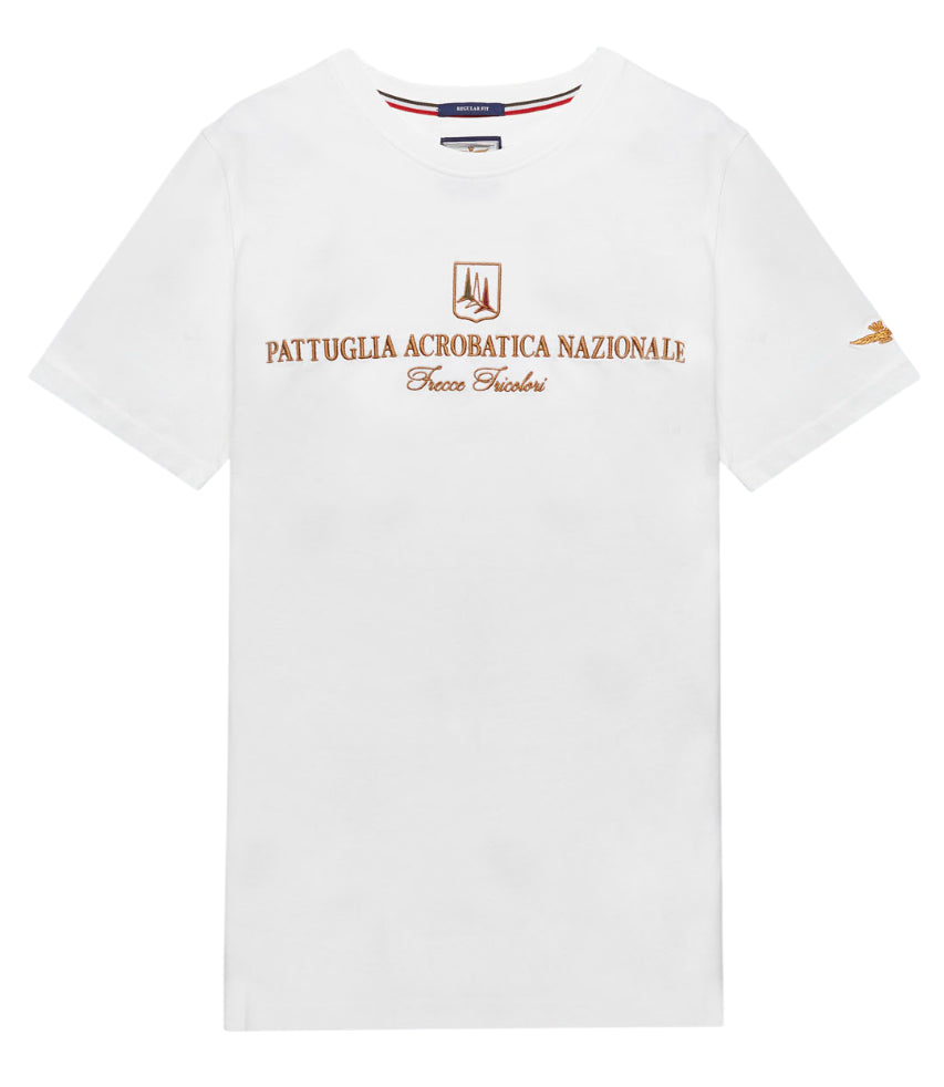 AERONAUTICA MILITARE T-SHIRT GIROCOLLO RICAMO P.A.N. OFF WHITE