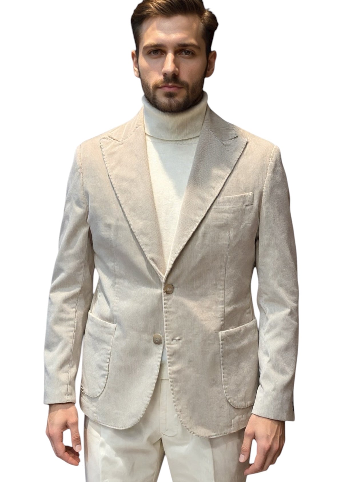 MARK MIDOR GIACCA MONOPETTO IN VELLUTO COLORE PANNA