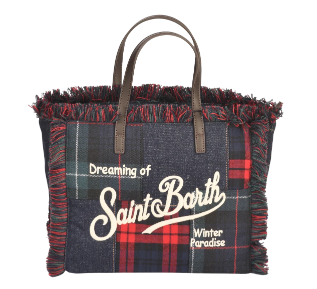 MC2 SAINT BARTH BORSA COLETTE TARTAN WOOL ROSSO VERDE BLU