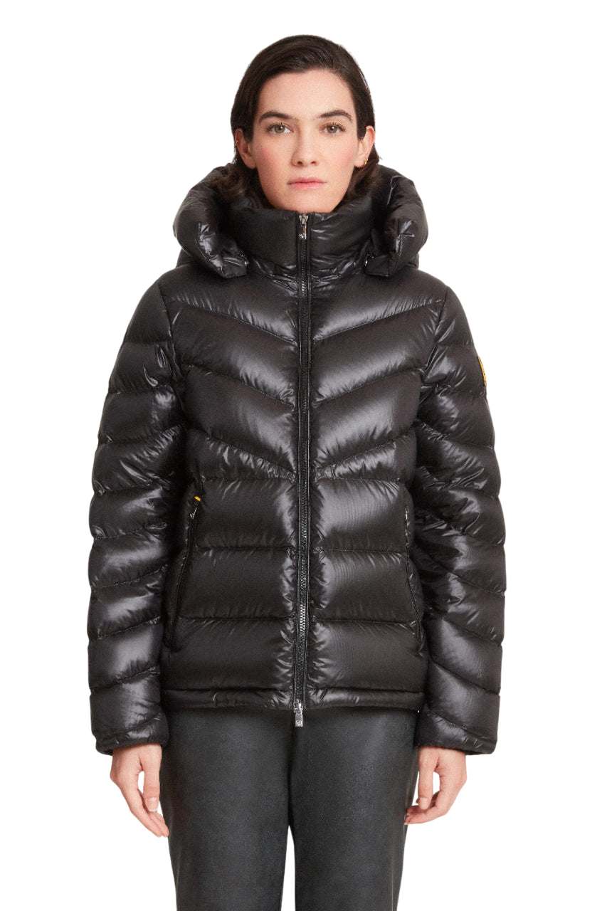 CIESSE PIUMINI PIUMINO CORTO HEIDI CON CAPPUCCIO STACCABILE JET BLACK