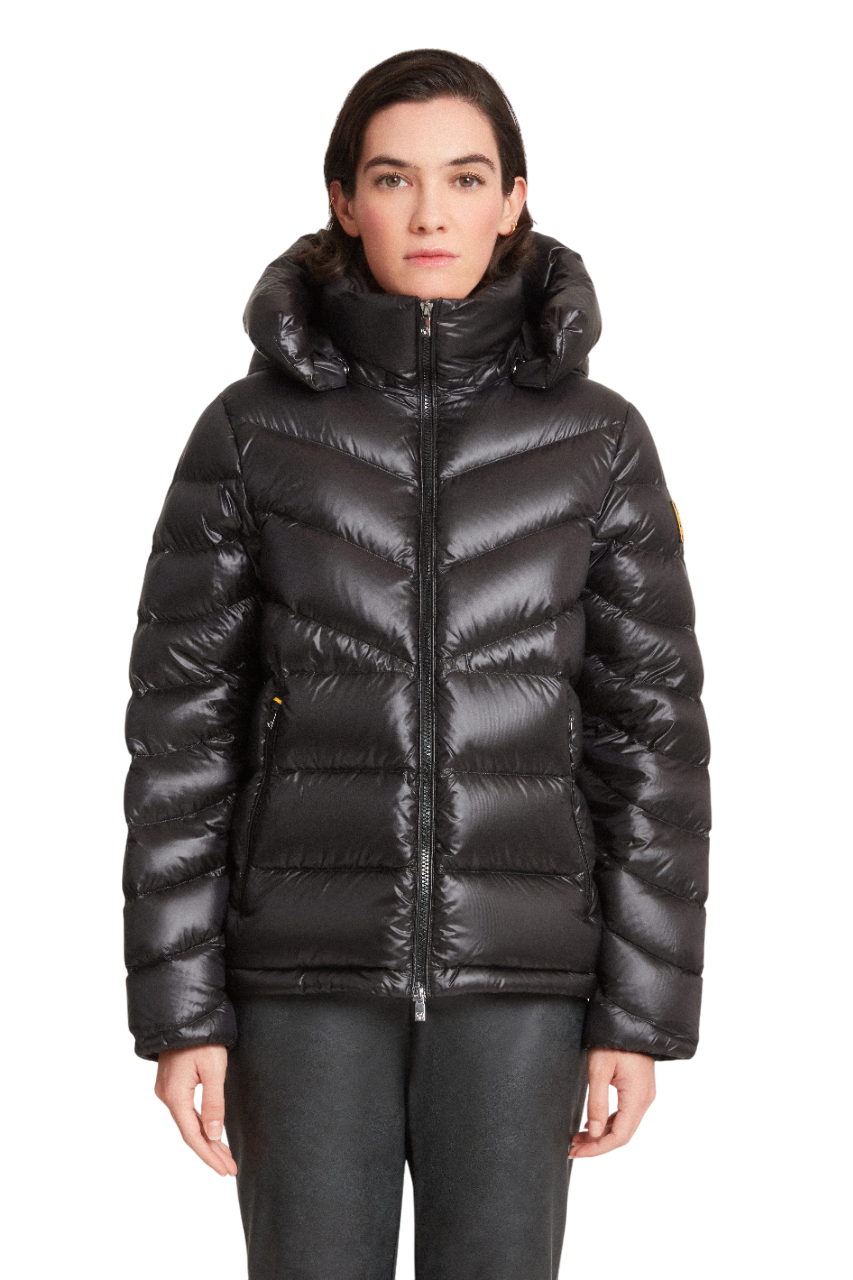 CIESSE PIUMINI PIUMINO CORTO HEIDI CON CAPPUCCIO STACCABILE JET BLACK