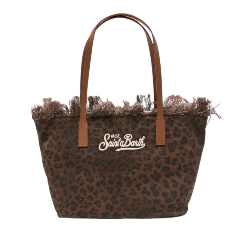 MC2 SAINT BARTH BORSA CITY BAG MID FRINGE 00588L CANVAS DARK LEOPARD