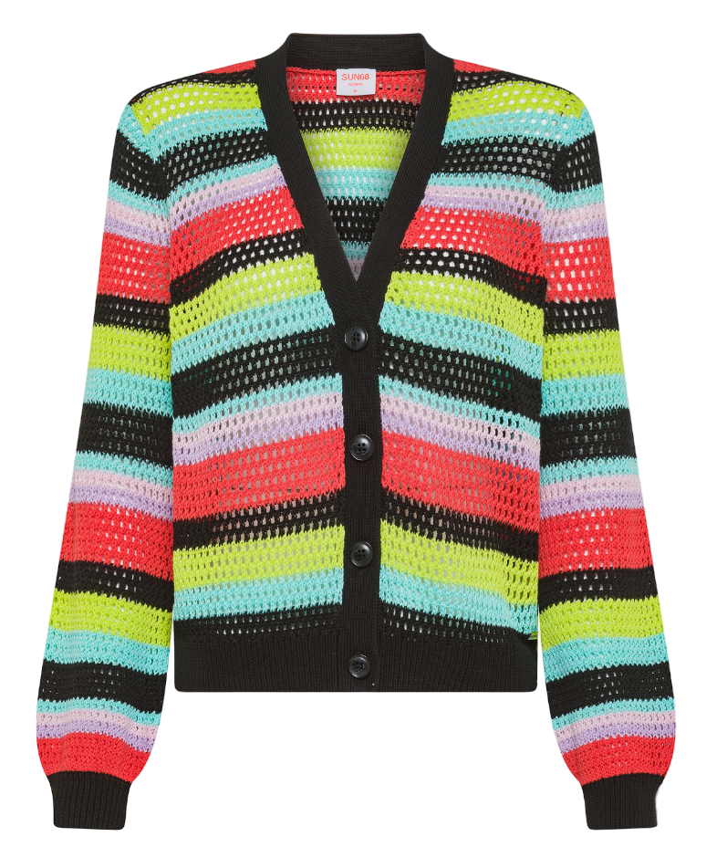 SUN68 DONNA CARDIGAN JACQUARD L/S MULTICOLOR