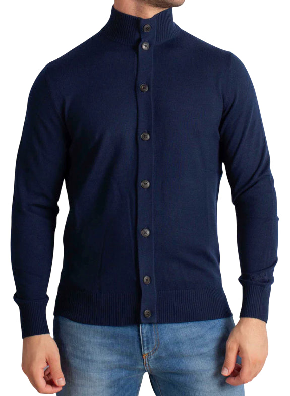 MC2 SAINT BARTH CARDIGAN DA UOMO NIGHT BLUE SAVILE IN LANA MERINO