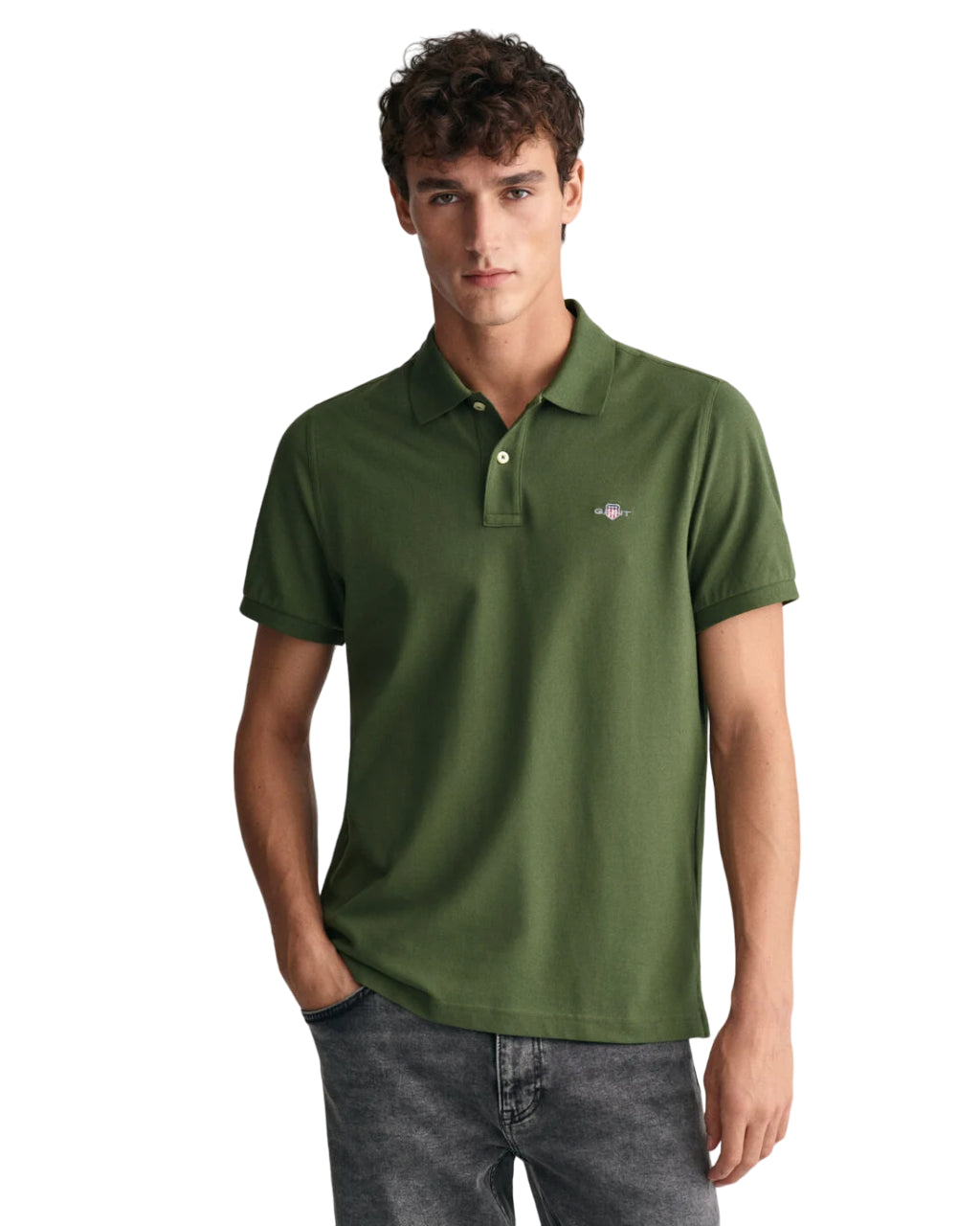 GANT POLO SHIELD IN PIQUE REGULAR FIT PINE GREEN