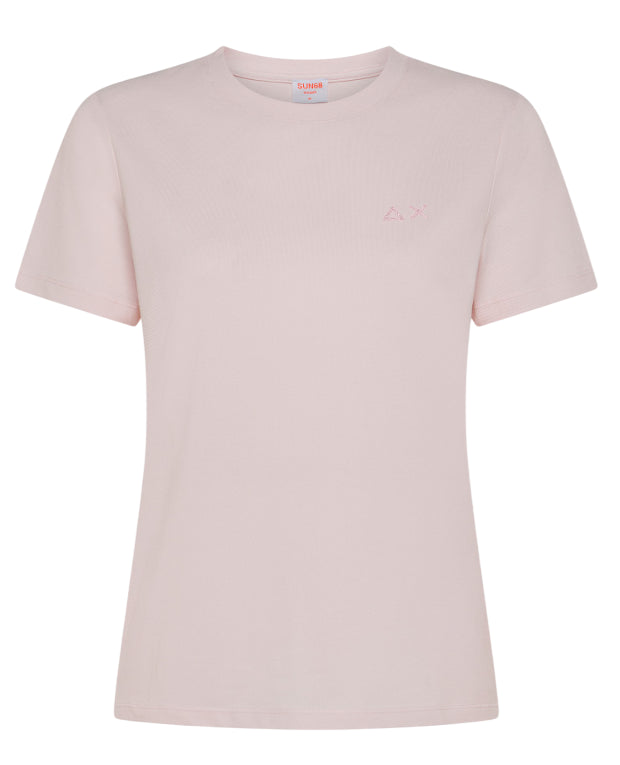 SUN68 T-SHIRT DONNA ROUND NECK PE S/S ROSA
