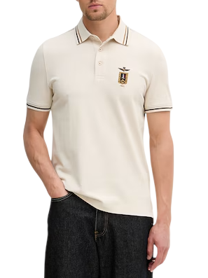 AERONAUTICA MILITARE POLO FRECCE TRICOLORI SLIM FIT BIANCO GHIACCIO