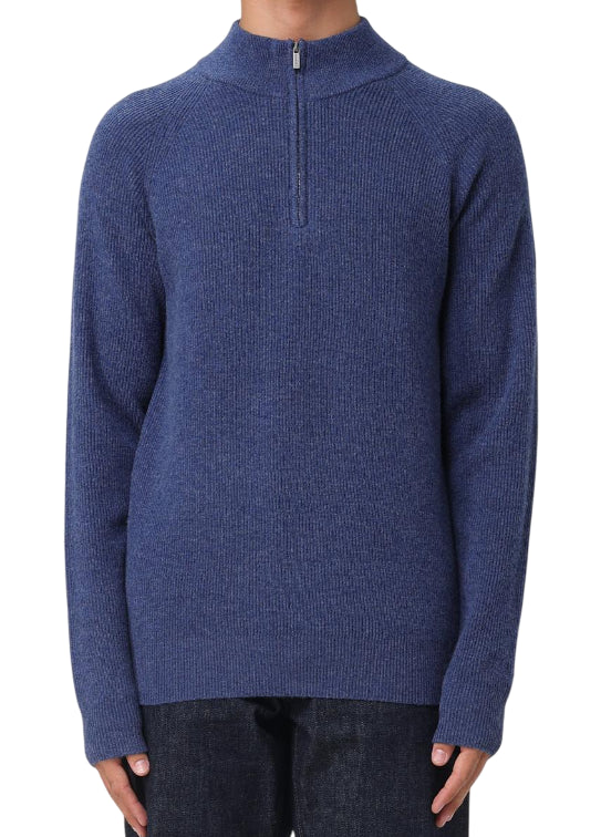 MC2 SAINT BARTH MAGLIA A COLLO ALTO MEZZA ZIP DENIM