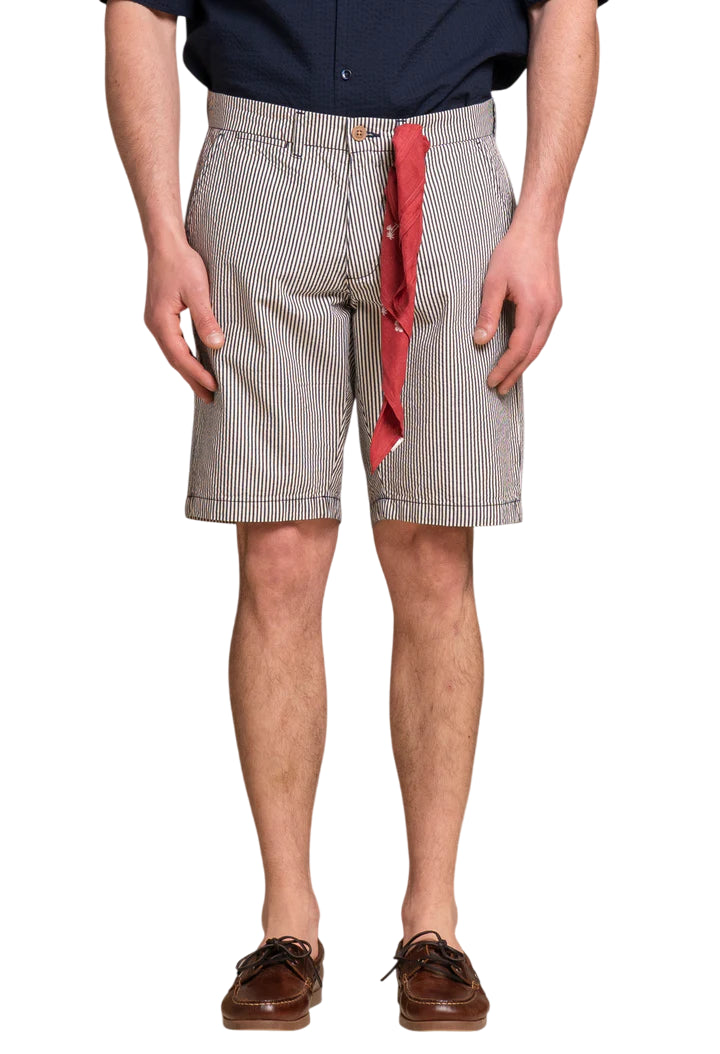 IMPURE BERMUDA REY CHINO SHORT IN SEERSUCKER NAVY STRIPE