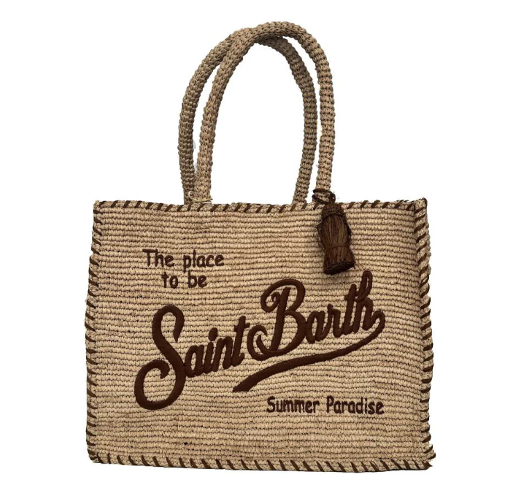 MC2 SAINT BARTH BORSA VANITY RAFFIA LOGO NAPPA TASCA COLORE CORDA