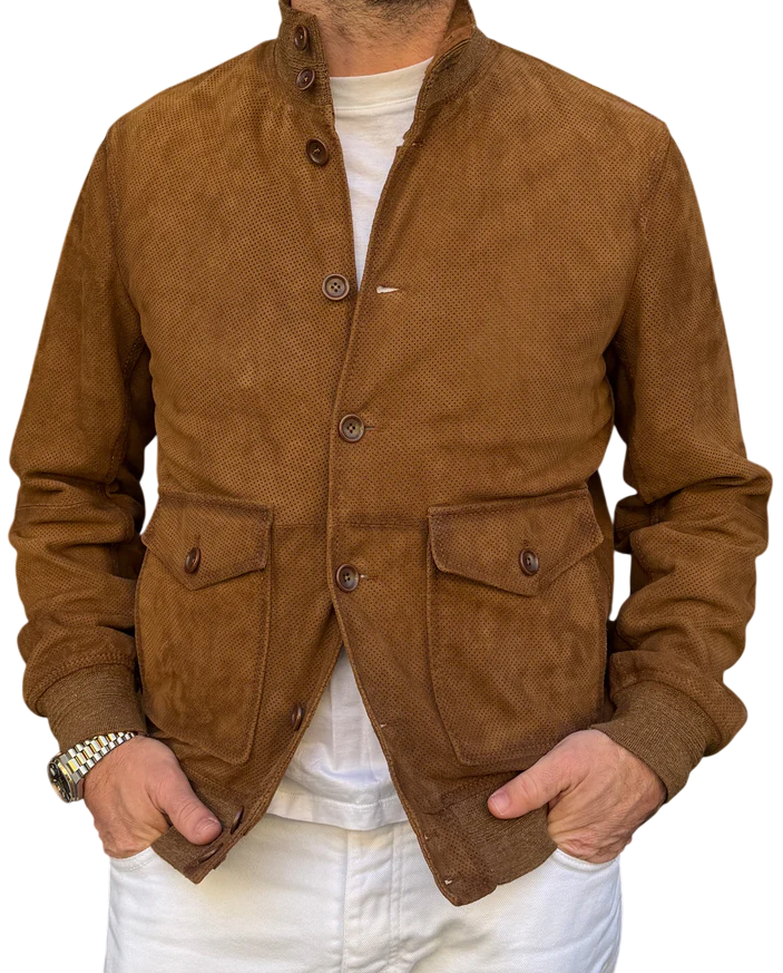 THE JACK LEATHER GIUBBOTTO MARCUS TRAFORATO 100% PELLE STONE