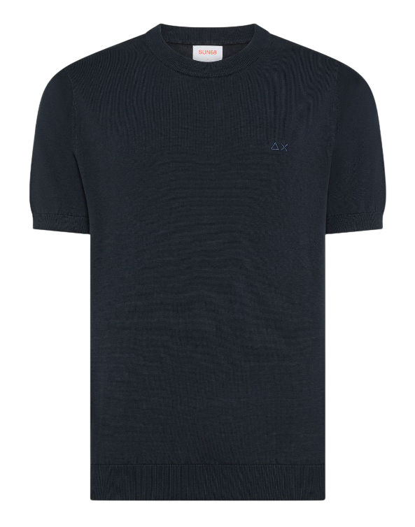 SUN68 UOMO T-SHIRT IN MAGLIA DI COTONE BLU NAVY