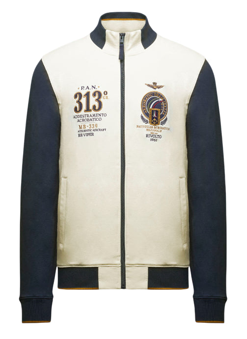 AERONAUTICA MILITARE FELPA ZIP FRECCE TRICOLORI 313 GHIACCIO BLU