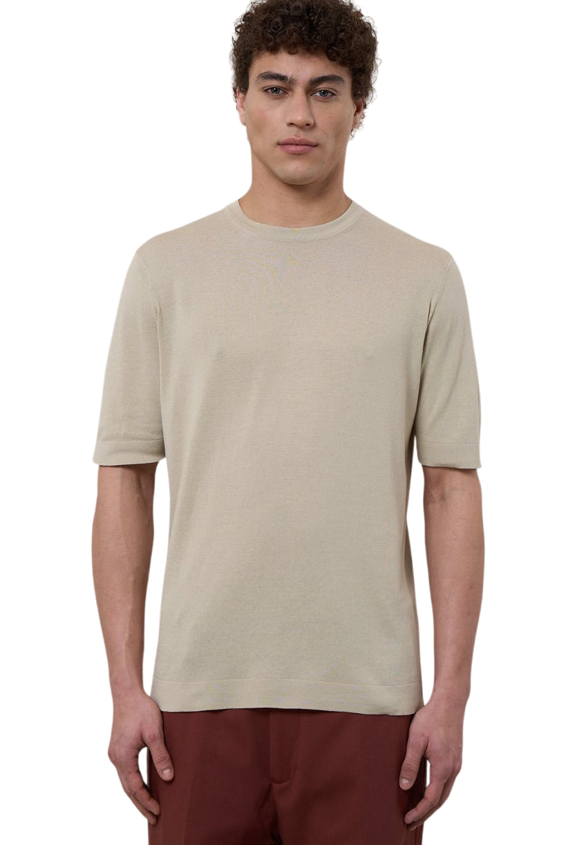FILIPPO DE LAURENTIIS T-SHIRT COTONE CREPE ECRU TORTILLA