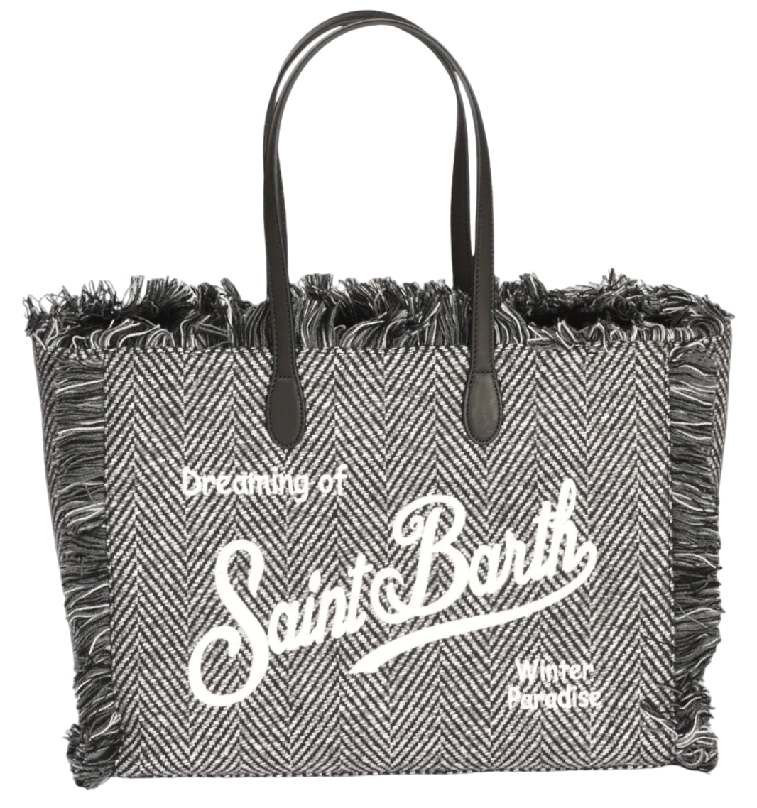 MC2 SAINT BARTH BORSA VANITY DONEGAL HERRINGBONE FRANGE E TESSUTO IN LANA