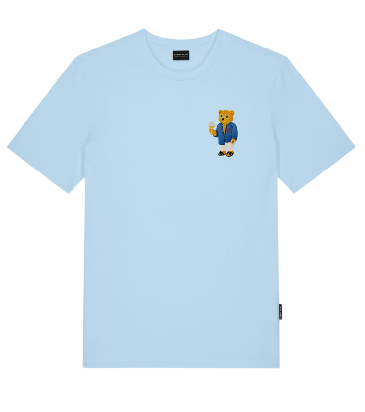 BARON FILOU T-SHIRT CON RICAMO SUL PETTO FILOU CLXIV. LIGHT BLUE
