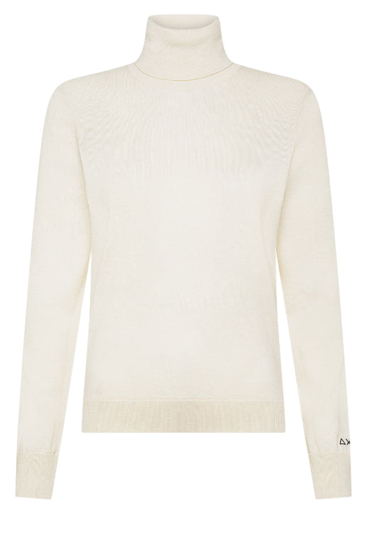 SUN68 DONNA DOLCEVITA IN FILATO DI MISTO LANA BIANCO PANNA