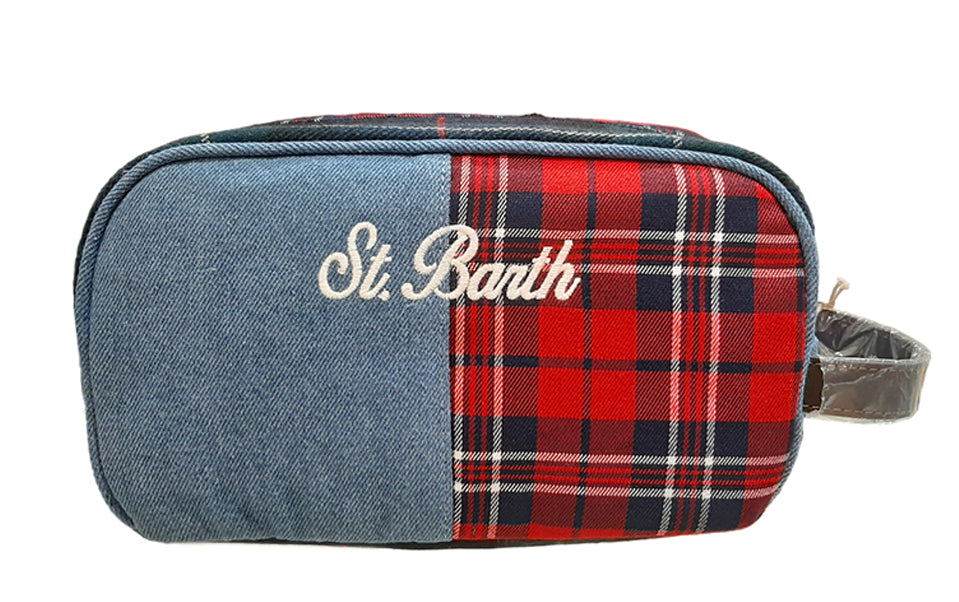 MC2 SAINT BARTH BORSELLO TROUSSE WESTWOOD PATCHWORK TARTAN