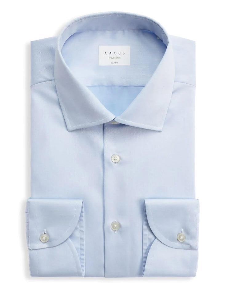 XACUS CAMICIA COLLO ITALIANO TRAVEL SHIRT TAILOR FIT 11805 CELESTE