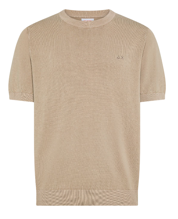 SUN68 UOMO T-SHIRT IN MAGLIA DI COTONE STONE
