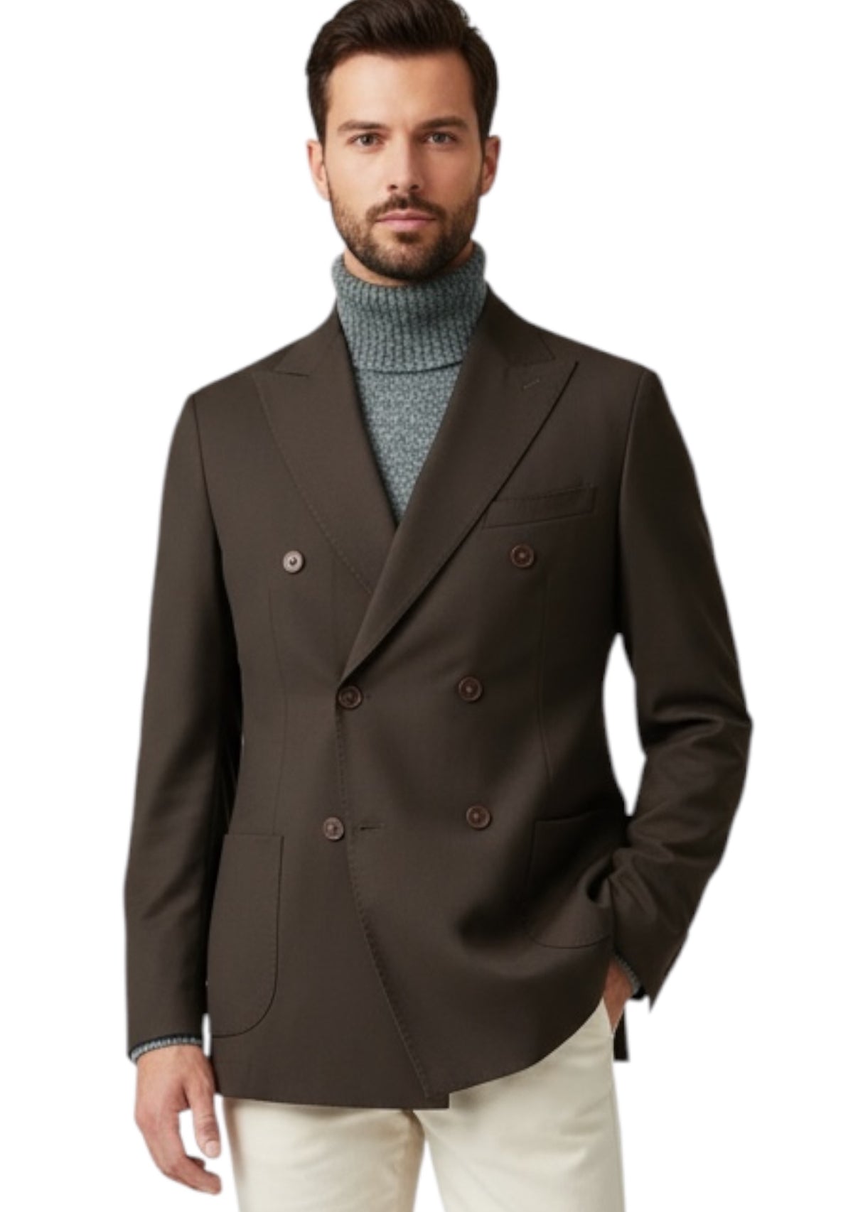 MARK MIDOR GIACCA DOPPIO PETTO IN MISTO LANA VERDE SCURO