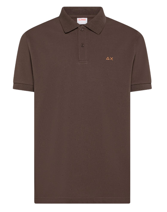 SUN68 UOMO POLO CON STAMPA PAISLEY IN COTONE MARRONE