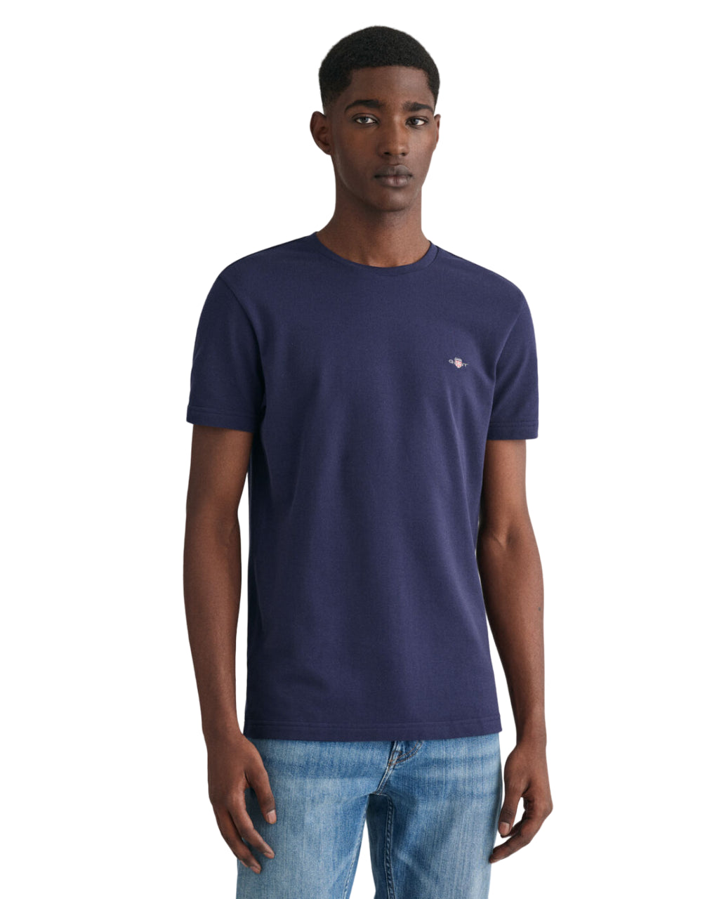 GANT T-SHIRT IN PIQUE' SLIM FIT EVENING BLUE