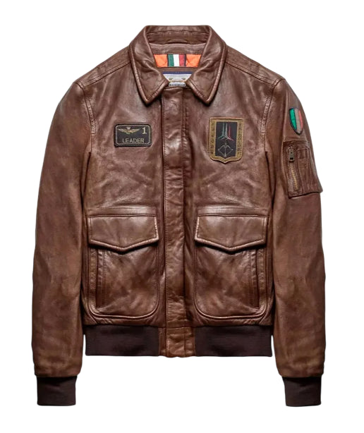 AERONAUTICA MILITARE GIACCA PILOT IN PELLE COLORE MARRONE