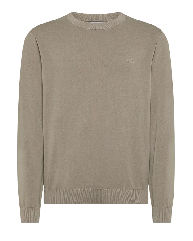 SUN68 UOMO MAGLIA SWEATER COTTON CREPE STONE