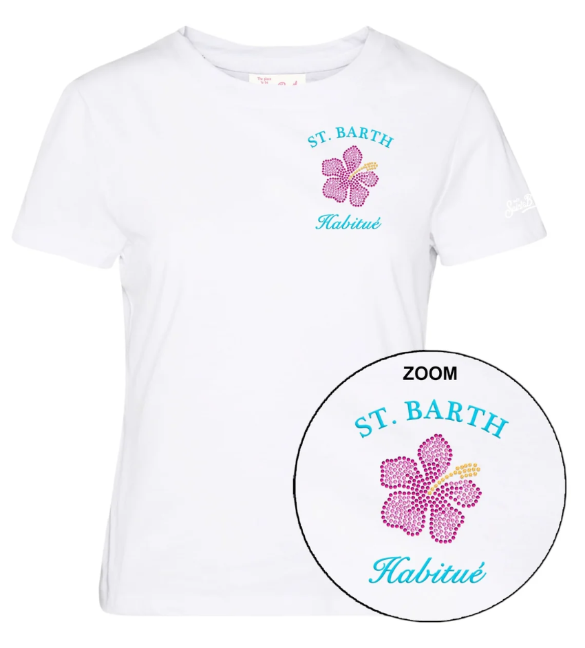 MC2 SAINT BARTH T-SHIRT EMILIE STRASS HABITUE' BIANCO