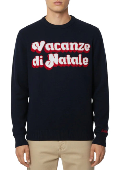 MC2 SAINT BARTH MAGLIONE HERON BLU CON JACQUARD VACANZE DI NATALE