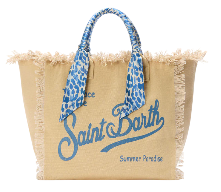 MC2 SAINT BARTH BORSA VANITY CANVAS STAMPA SAFARI BEIGE