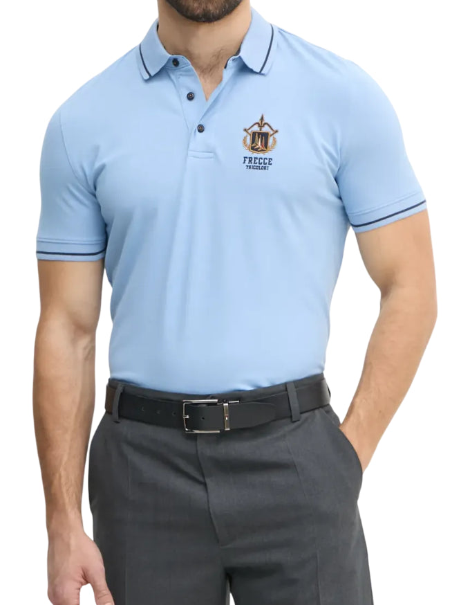 AERONAUTICA MILITARE POLO SLIM FIT RICAMATA ICE BLUE