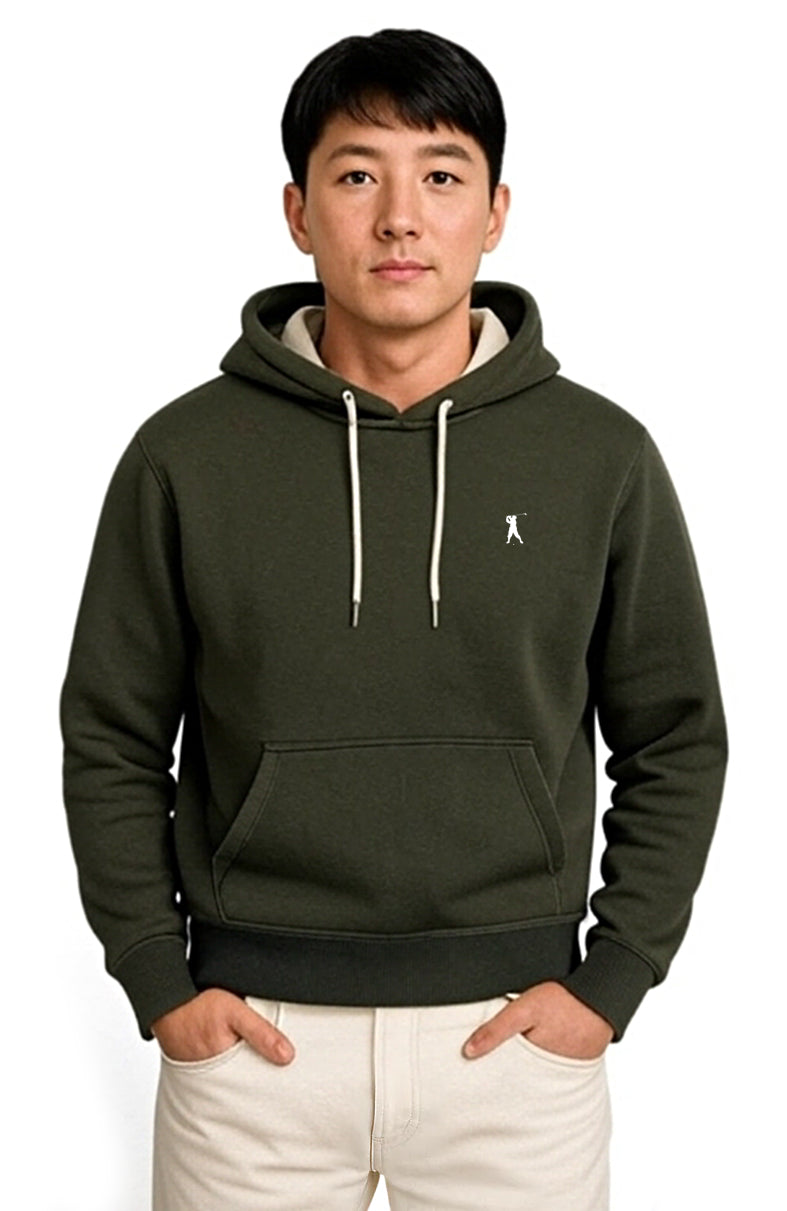MARK MIDOR FELPA IN COTONE CON CAPPUCCIO A CONTRASTO VERDE MILITARE SCURO