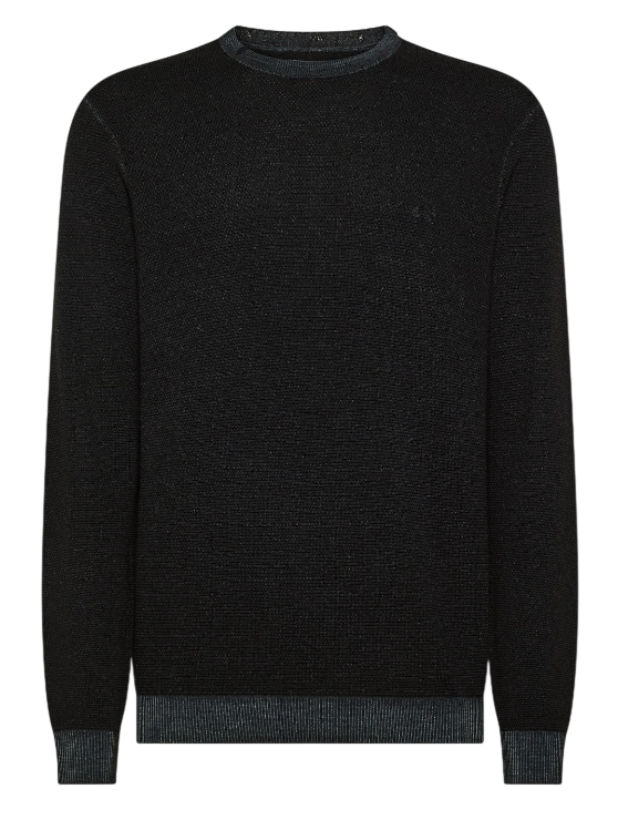 SUN68 MAGLIA UOMO GIROCOLLO IN LANA EFFETTO VINTAGE NERO