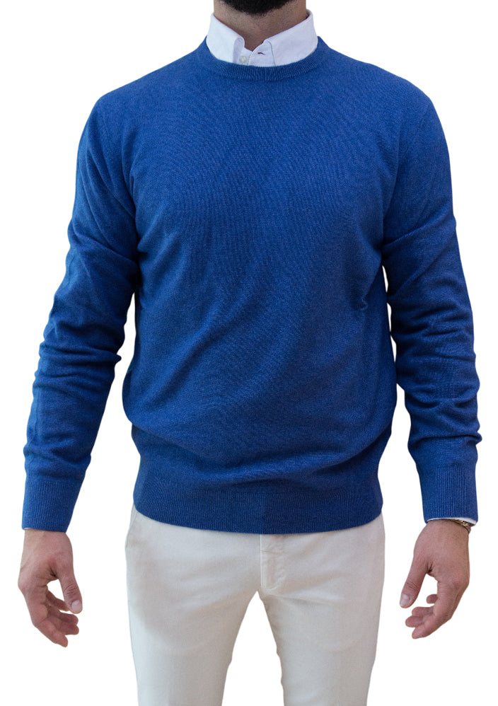 MARK MIDOR MAGLIA GIROCOLLO IN CASHMERE 100% ZAFFIRO