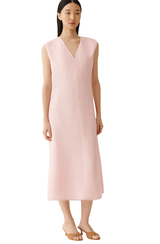 FABIANA FILIPPI ABITO IN FLUIDO DI LINO E VISCOSA ROSA PETALO